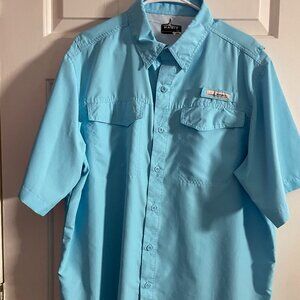 Large (L) Men's Habit Turquoise Short Sleeve Sports Fishing Shirt